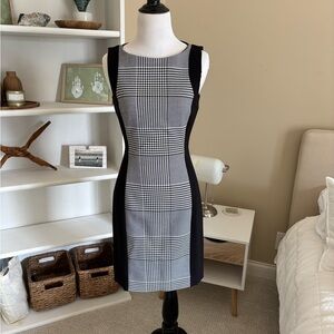 H&M: Black & White Plaid Sleeveless Sheath Dress